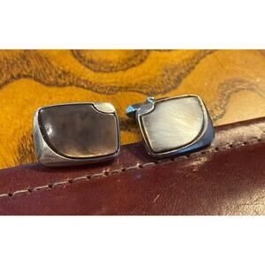 VTG Silver Tone Cufflinks with Mother of Pearl Insets